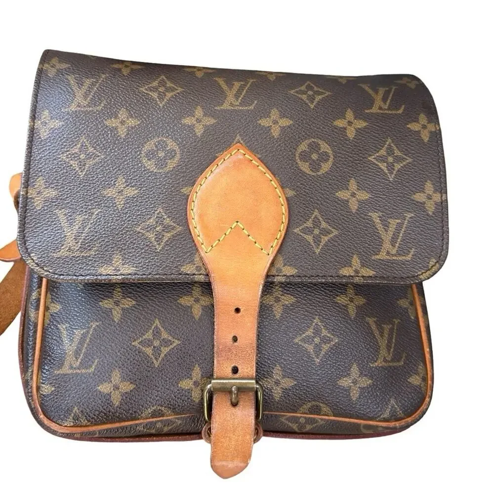 Louis Vuitton Monogram Cartouchiere Crossbody Vintage Brown Leather Shoulder Bag